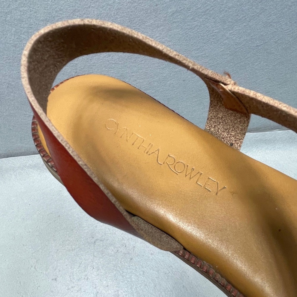 Cynthia Rowley Strappy Slingback Sandals Womens 6.5 Cognac Brown Leather - Picture 8 of 10
